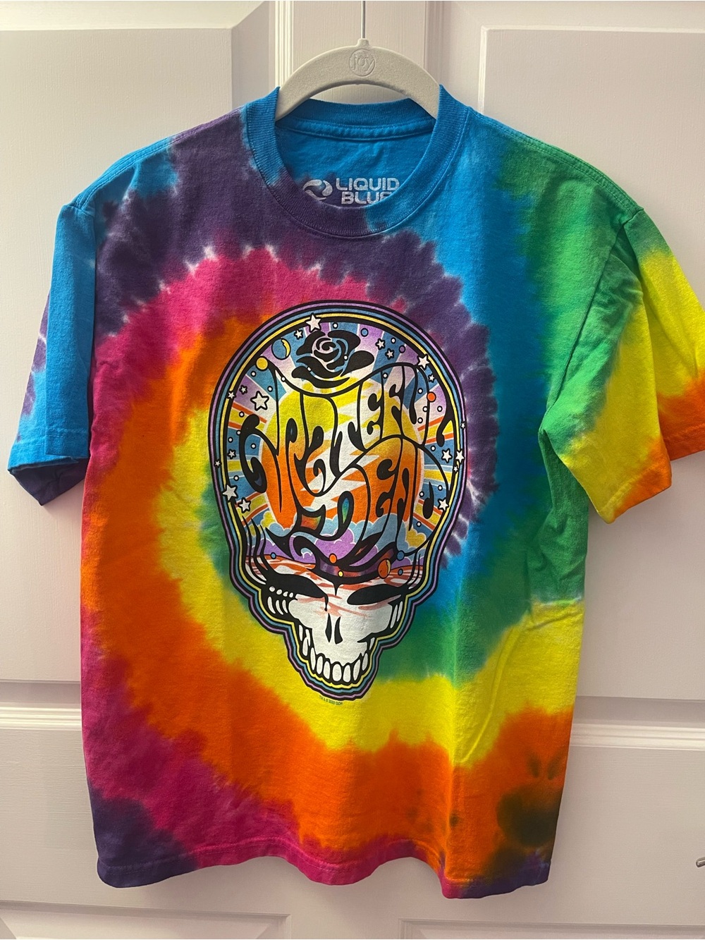 Men’s Liquid Blue Grateful Dead Tie-Dye Stealie Graphic T-Shirt